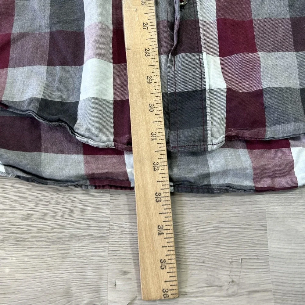 Bullock & Jones Shirt Mens 2XL Red‎ Gray Plaid Long Sleeve Button Up Casual